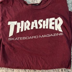 maroon thrasher t-shirt